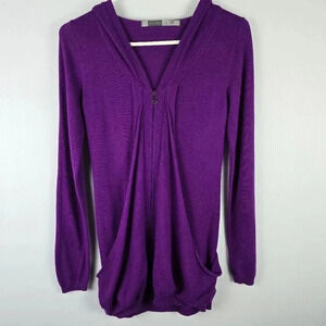 Athleta purple cardigan with front zipper and hood size XS